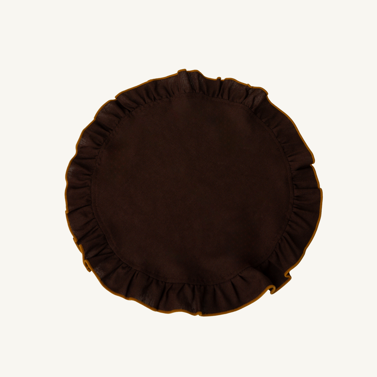 round ruffled placemat wood - set of 2