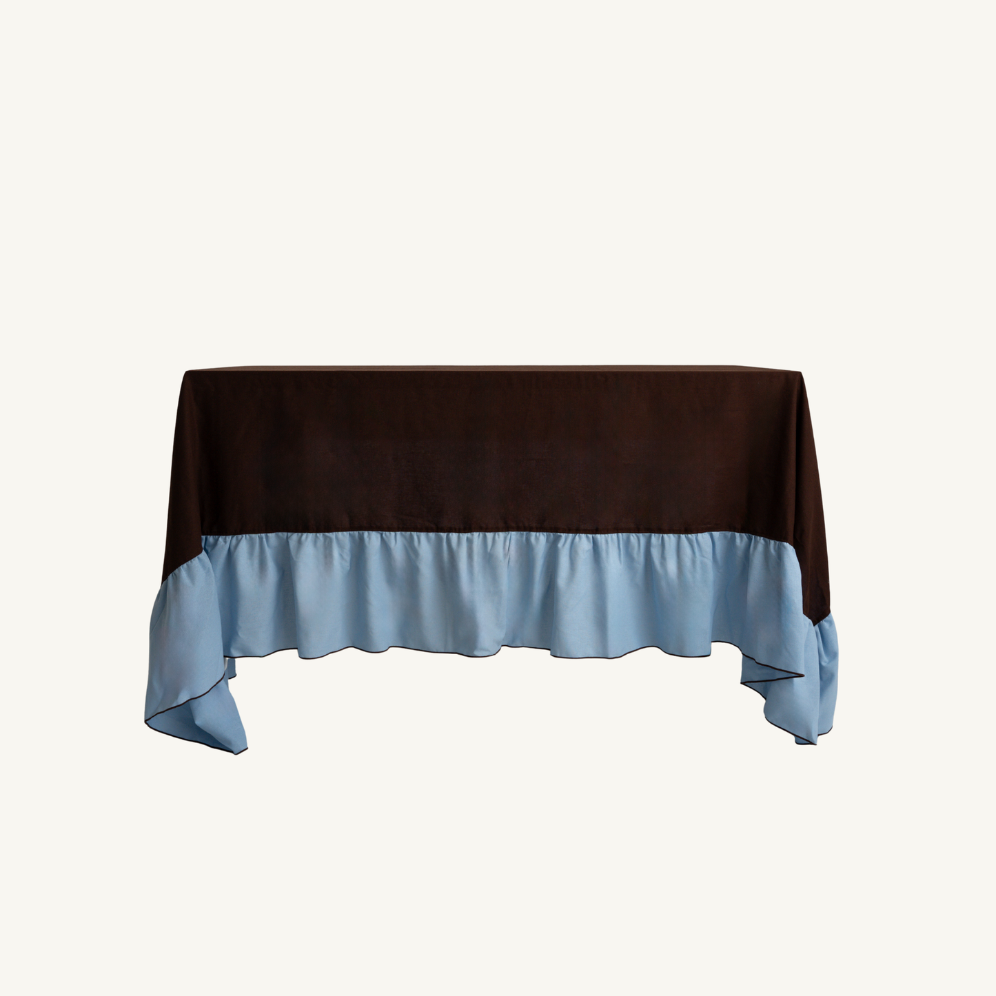 ruffled tablecloth - wood and sky