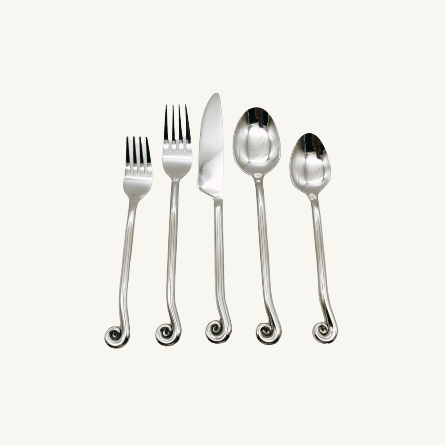 spiral handmade cutlery silver set