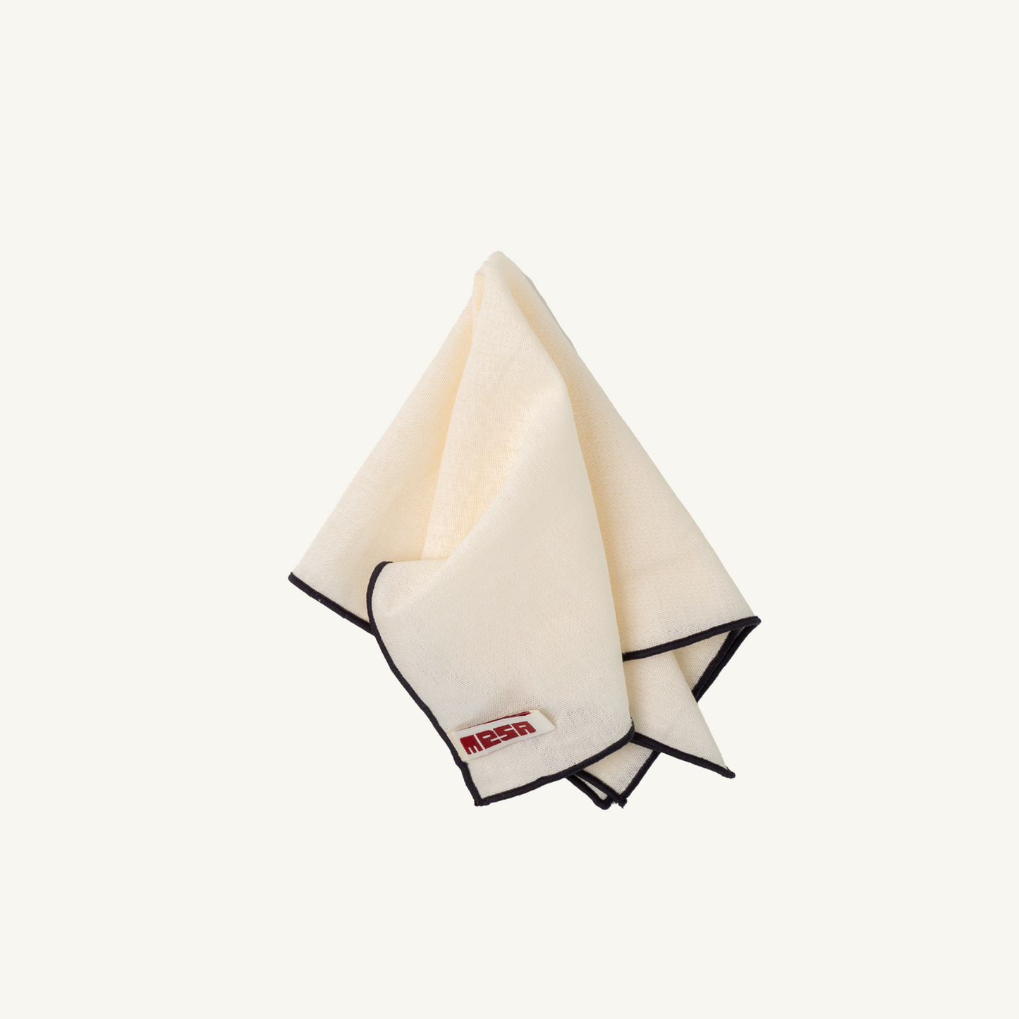 ivory napkin with black trim - set of 2