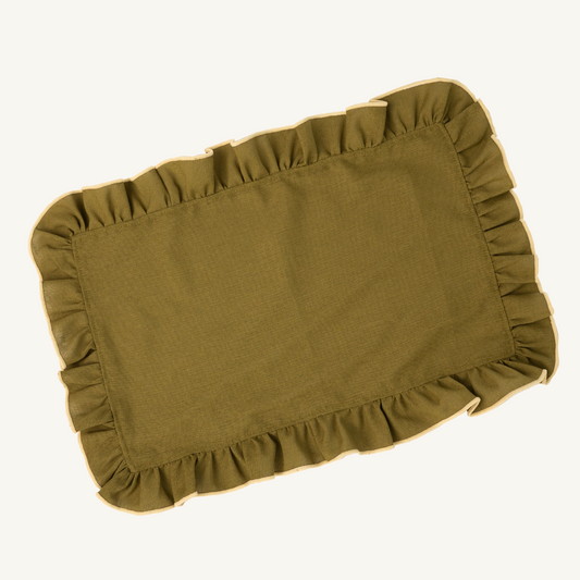 ruffled placemat olive green - set of 2