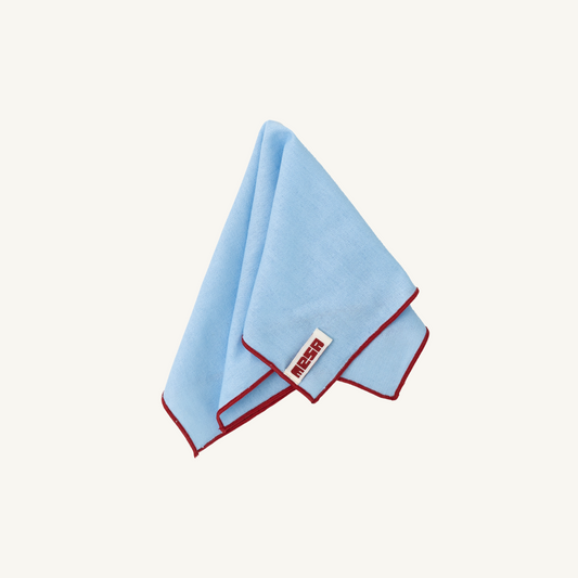clear sky napkin with red trim - set of 2