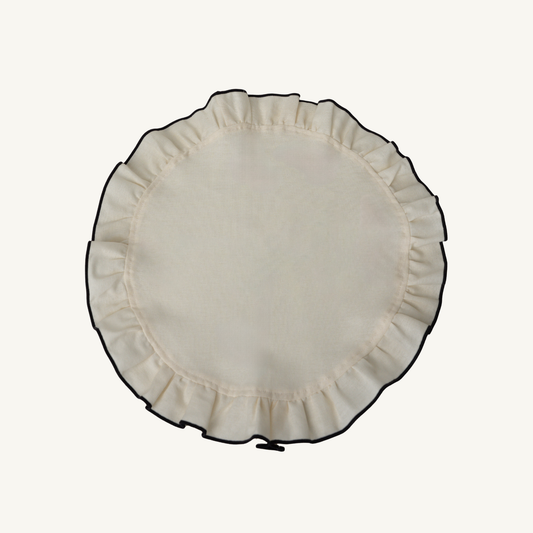 round ruffled placemat ivory - set of 2